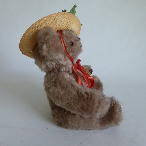 VINTAGE ECHOES OF THE PAST MOHAIR JOINTED TEDDY BEAR WICKER CHAIR - Picture 4 of 16